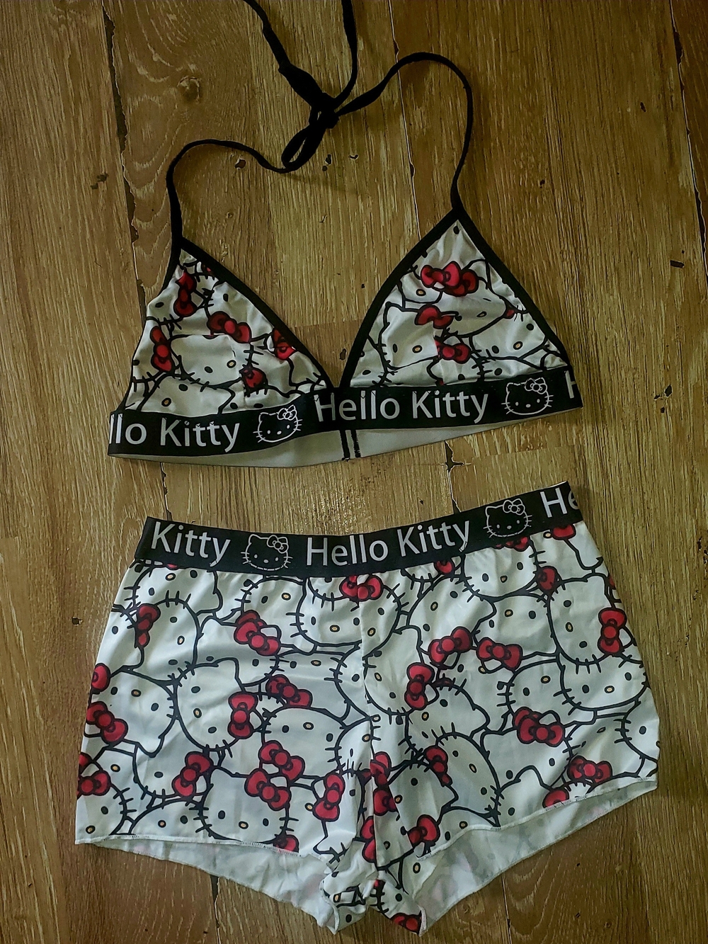 Hello Kitty White & Red Bralette and Shorts Matching Set
